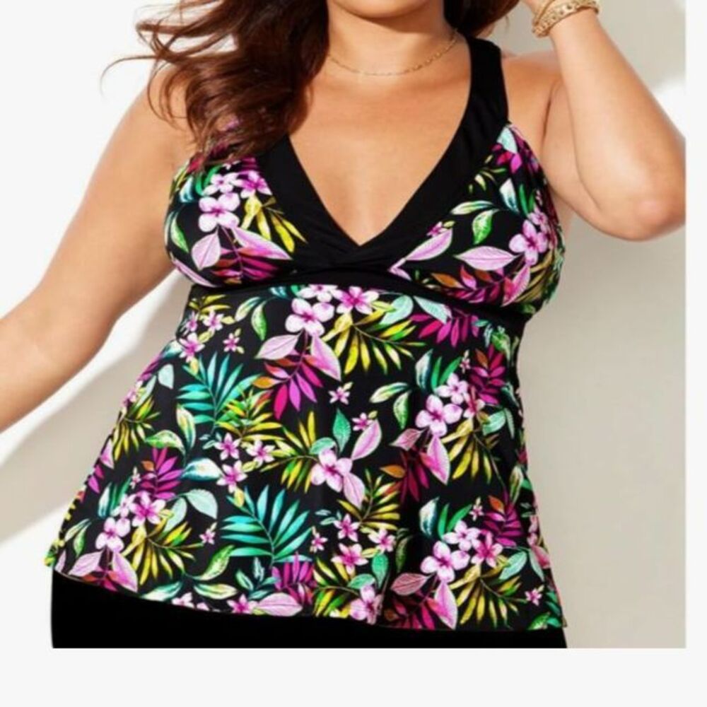 Swimsuits For All Women's Tankini Swimsuit Top Size 24 NWOT